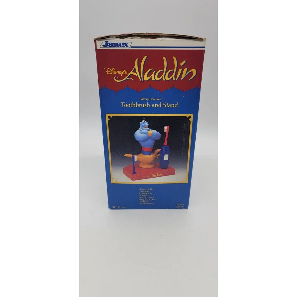 Vintage Disney's Aladdin Toothbrush and Stand 1993 Janex 77200‎ CIB Complete